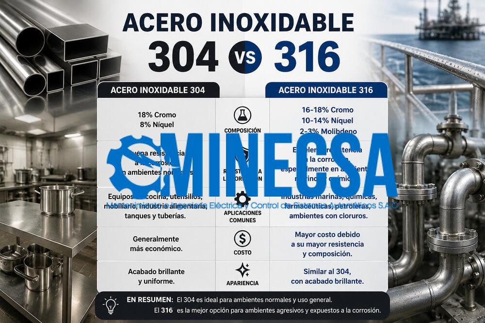 Acero inoxidable 304 vs 316 - cuál elegir para equipos de industria alimentaria y química