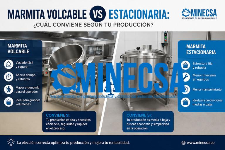 Marmita volcable vs. estacionaria- cuál conviene según tu producción